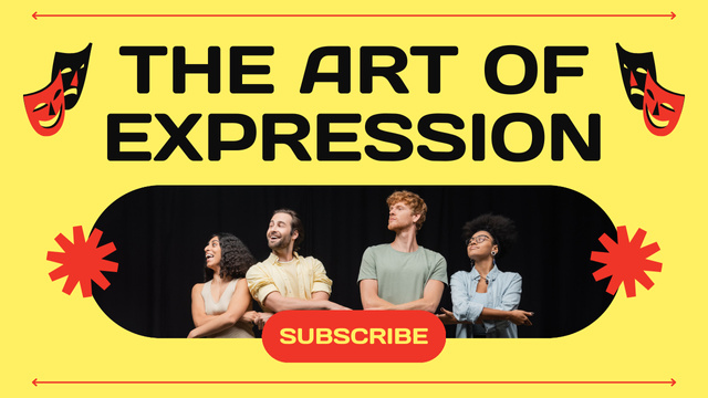 Expressive Actors on Stage Youtube Thumbnail Design Template