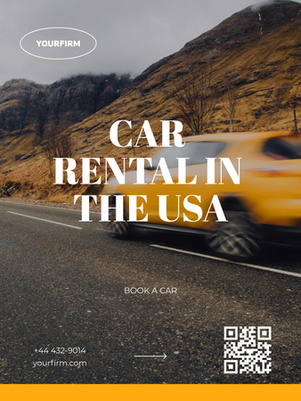 Car Rental Offer with Highway Poster US Design Template
