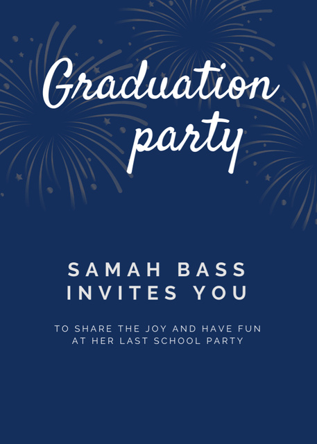 Szablon projektu Graduation Party Announcement with Bright Fireworks Invitation