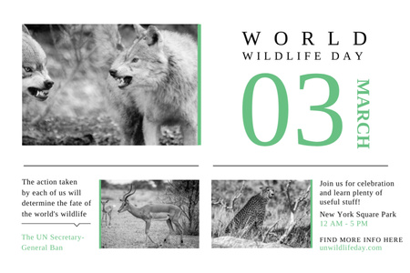 World Wildlife Day Ad with Animals in Natural Habitat Flyer 4x6in Horizontal Design Template