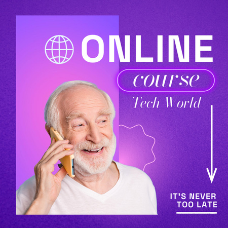 Age-Friendly Online Tech Courses Announcement Animated Post Design Template