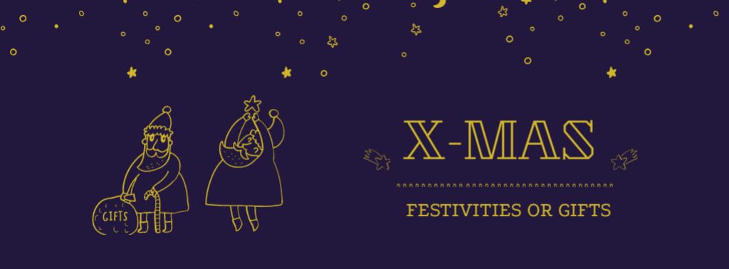 Christmas Festivities and Gifts with cute Santa Facebook cover Modelo de Design