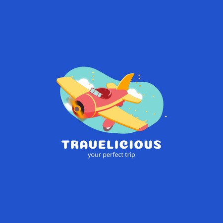 Travel by Airlines on Blue Animated Logo Design Template