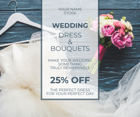 Kedvezmények menyasszonyi ruhák és csokrok árából Facebook tervezősablon