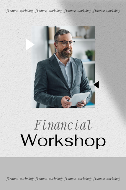 Template di design Financial Workshop promotion with Confident Man Pinterest