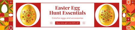 Plantilla de diseño de Anuncio de elementos básicos de la búsqueda de huevos de Pascua con huevos ilustrados Ebay Store Billboard 