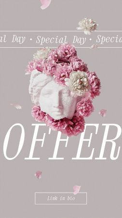 Modèle de visuel Flowers Offer with Floral Antique Statue - Instagram Story