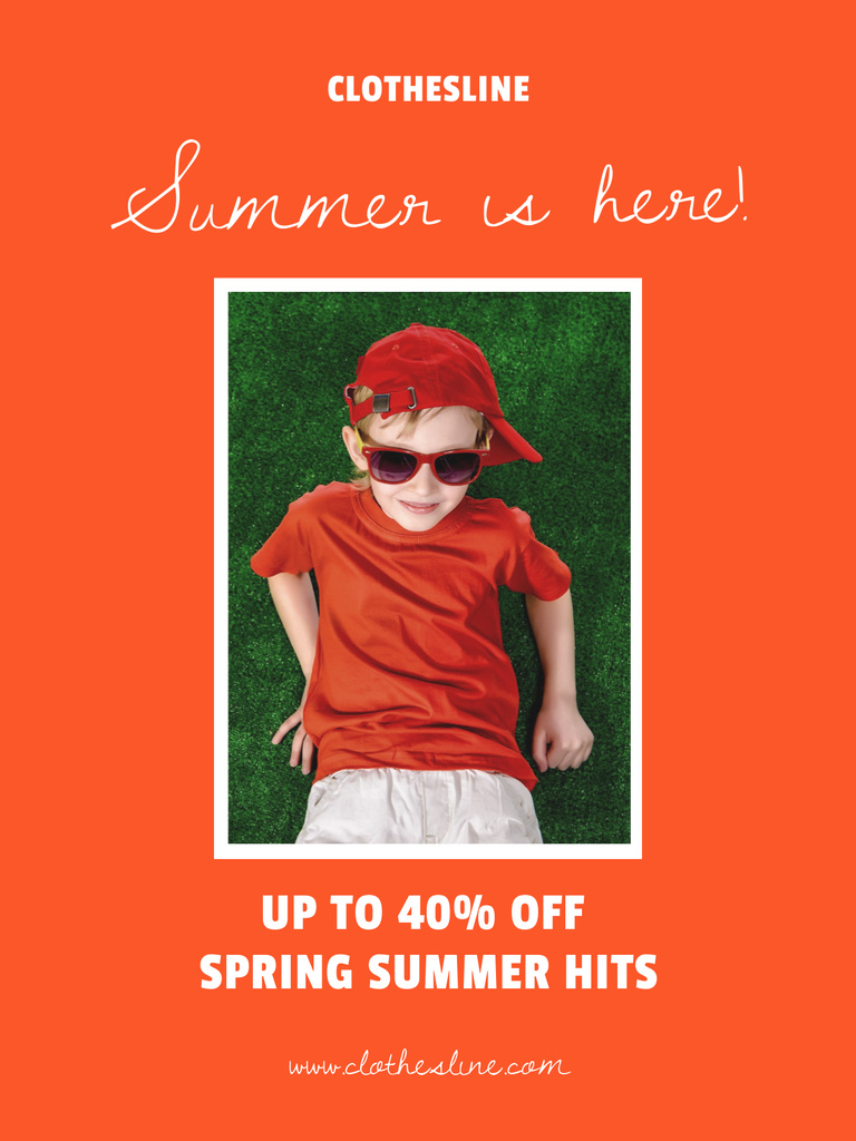 Summer Fashion Sale for Kids Poster US Design Template