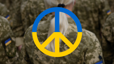 Plantilla de diseño de Peace Sign in Ukrainian Flag Colors Zoom Background 