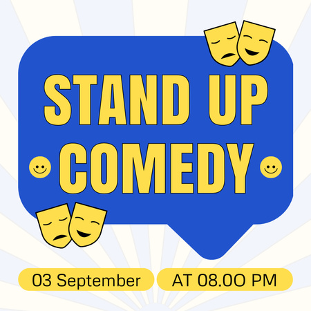 Stand-up Show Ad with Illustration of Theatrical Masks Instagram Design Template