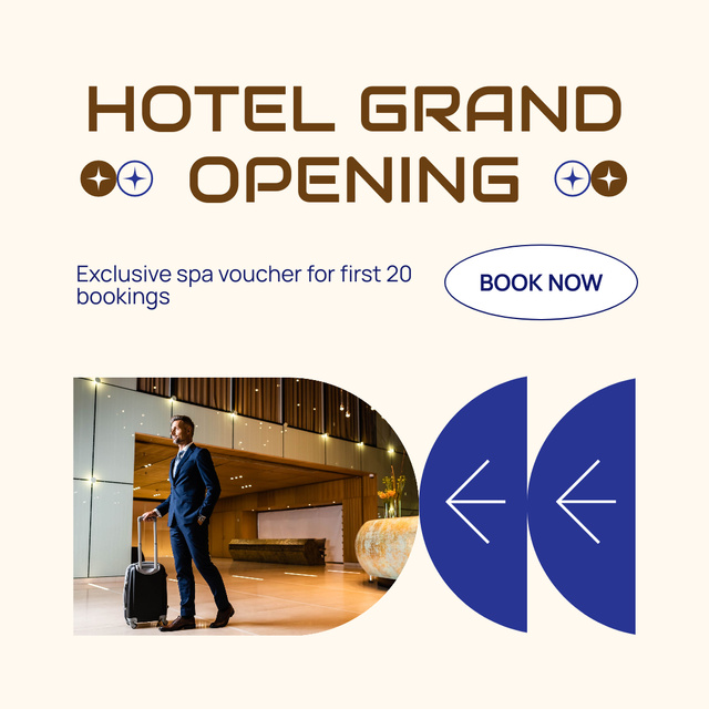 Ontwerpsjabloon van Instagram AD van Exclusive Spa Voucher For Bookings in Hotel Due Grand Opening