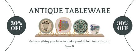 Historical Tableware With Colorful Plates At Discounted Rates Facebook cover Design Template