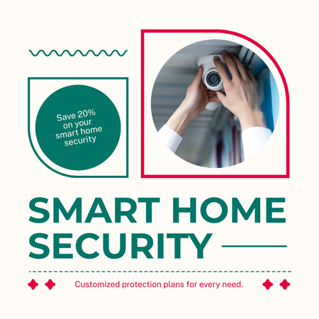 Modèle de visuel Solutions de sécurité pour les maisons intelligentes - Instagram AD