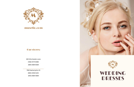 Wedding Dresses New Collection Ad with Beautiful Bride Brochure 11x17in Bi-fold Tasarım Şablonu