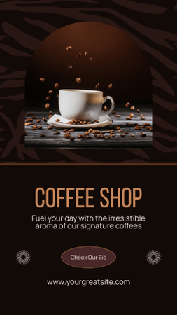Plantilla de diseño de Increíble café en taza en cafetería especial Instagram Story 