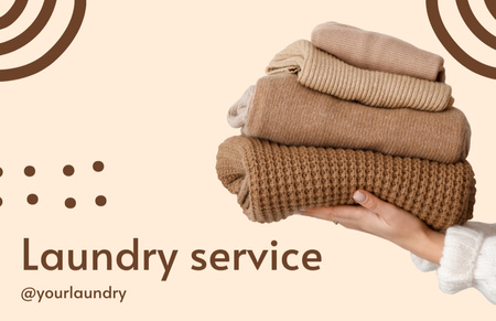 Laundry Service Offer with Cashmere Sweaters Business Card 85x55mm Design Template