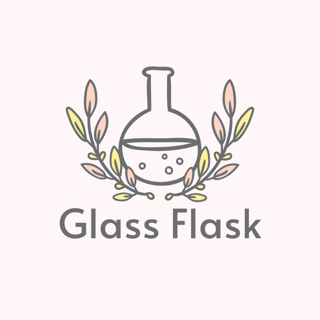 Laboratory Equipment with Glass Flask Logo 1080x1080px Πρότυπο σχεδίασης