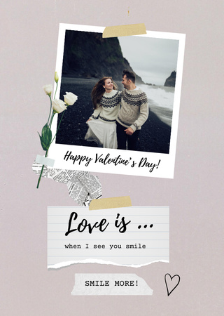 Valentine's Phrase about Love with Young Couple on Beach Postcard A6 Vertical Šablona návrhu