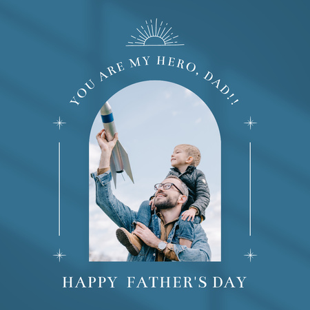 Special Father's Day Greetings on Blue Instagram Design Template