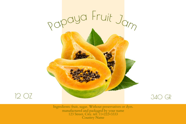 Fresh Papaya Fruits Jam Promotion Label – шаблон для дизайна