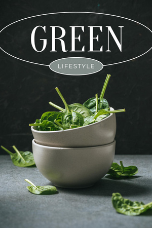 Platilla de diseño Vegan salad spinate in bowl Pinterest