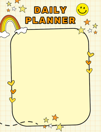 Daily Planner with Cartoon Doodle Illustration Notepad 107x139mm Design Template