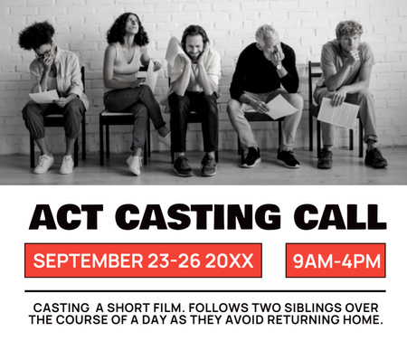 Act Casting Announcement with Actors Facebook Design Template
