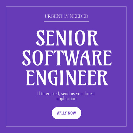 Platilla de diseño We Are Hiring Senior Software Engineer Instagram