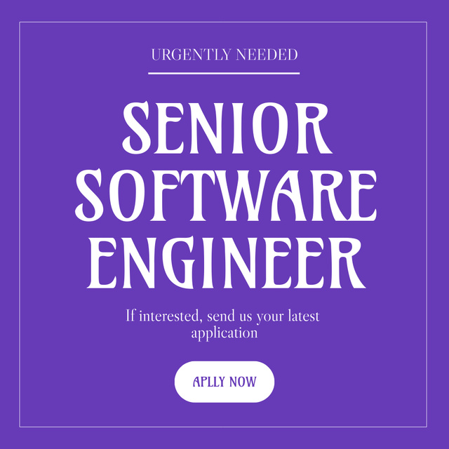 Plantilla de diseño de We Are Hiring Senior Software Engineer Instagram 