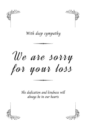 Sympathy Phrase with Twigs on White Postcard 4x6in Vertical Design Template