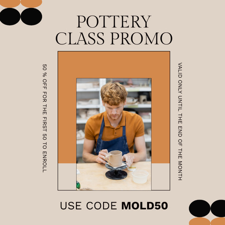 Promo of Pottery Class with Young Potter Instagram AD Design Template