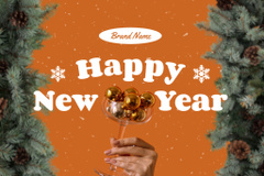 New Year Greeting on Brown