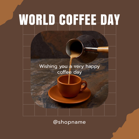 Inspiration for Tasty Cappuccino for Coffee Day Instagram Design Template
