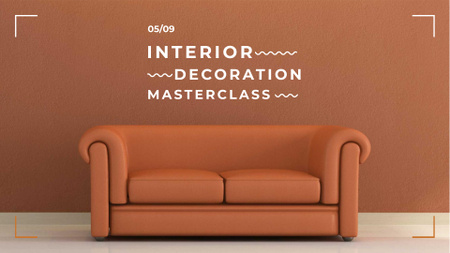 Interior decoration masterclass with Sofa in red FB event cover Design Template