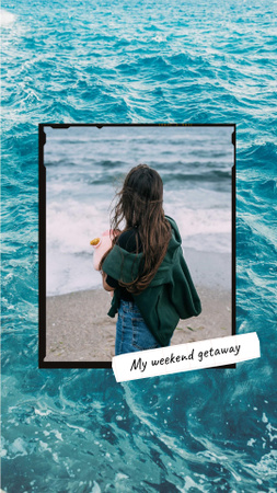 Girl enjoying her Trip to the Sea Instagram Story Design Template