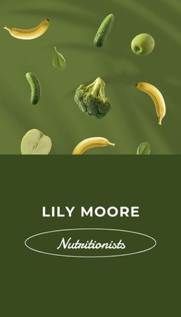 Nutritionist Services Offer with Vegetables and Fruits Business Card US Vertical Design Template