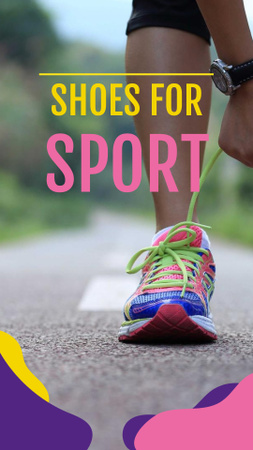 Ontwerpsjabloon van Instagram Story van Shoes Sale Offer with Runner tying shoelaces