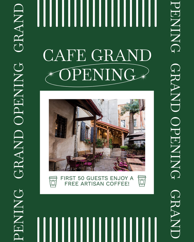 Sophisticated Cafe Grand Opening Event Instagram Post Vertical Design Template