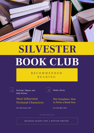Book Club Promotion in Purple Poster A3 Design Template