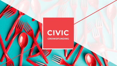 Crowdfunding Platform s červenými plastovými stolními nádobí Youtube Šablona návrhu