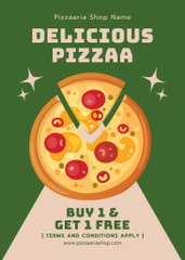 Promotion for Delicious Pizza on Green