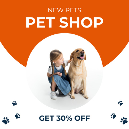 Designvorlage Pet Shop Ad with Cute Dog für Instagram