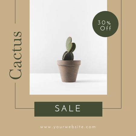 Plant Shop Offer with Cactus Instagram tervezősablon
