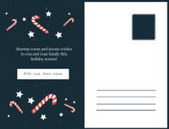 Christmas and New Year Cheers with Candy Cane Pattern on Dark Blue