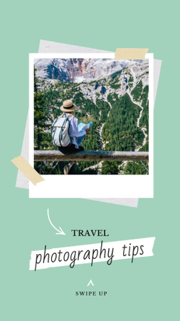 Girl with Map in Scenic Mountains Instagram Story Design Template