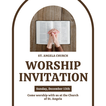 Designvorlage Worship Invitation with Prayer and Bible für Instagram