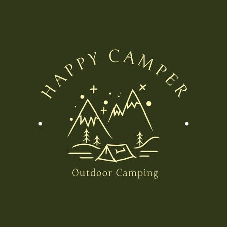 Template di design Camping Ad with Image of Mountains Logo