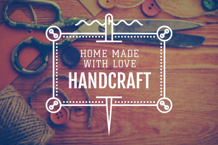 Mesmerizing Handmade Goods Shop With Scissors And Slogan Postcard 4x6in Design Template