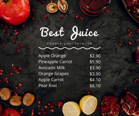 Juice menu blackboard Facebook Design Template