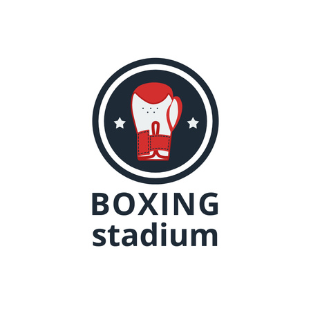 Boxing Stadium with Glove Emblem Logo Design Template